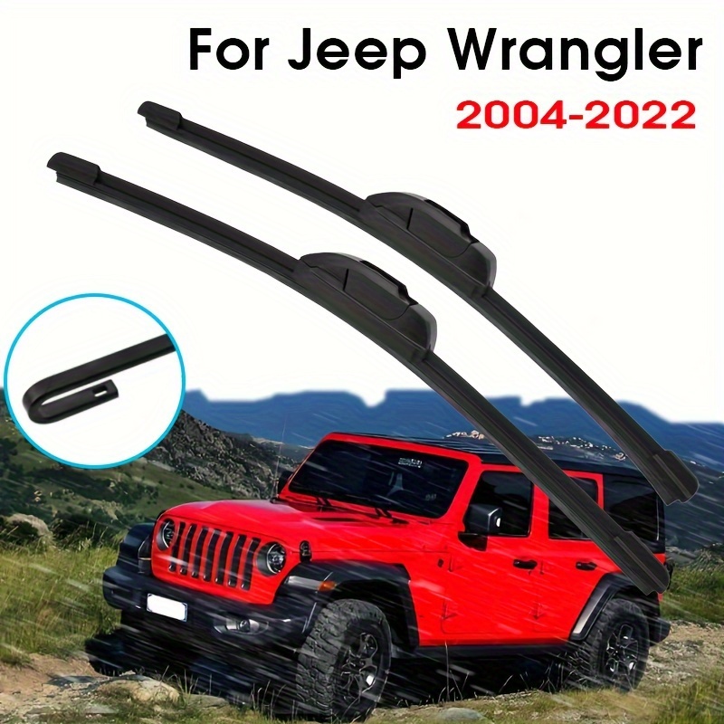 

For Jeep Wrangler 2004-2022 Windshield Wiper Blades: 16" Driver & Passenger Sides, Hook Installation, Rubber Material