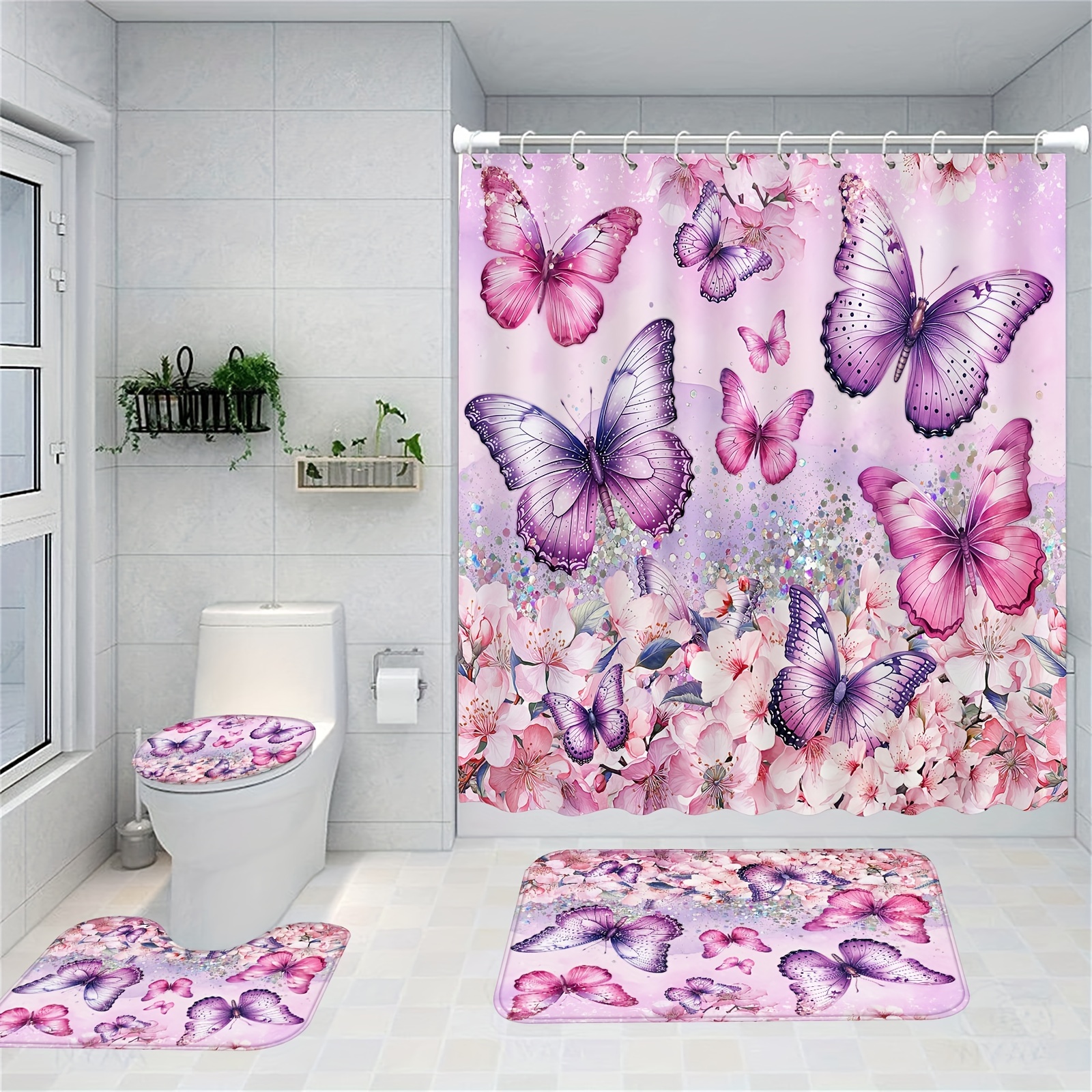 Elegant Pink Floral Bathroom Set offers