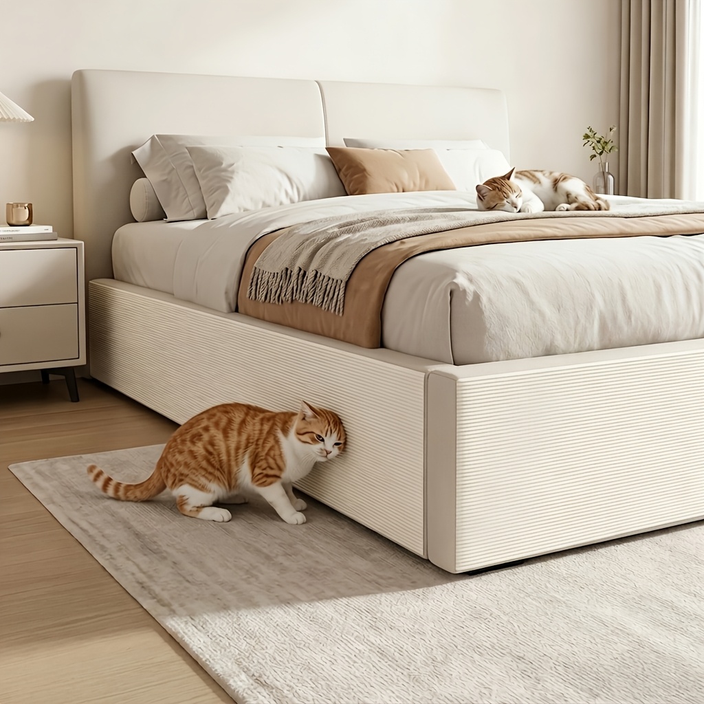 TEMU Protezione autoadesiva antigraffio per bordo letto, impedisce ai di arrampicarsi sotto il letto, materiale resistente e con texture a moquette,