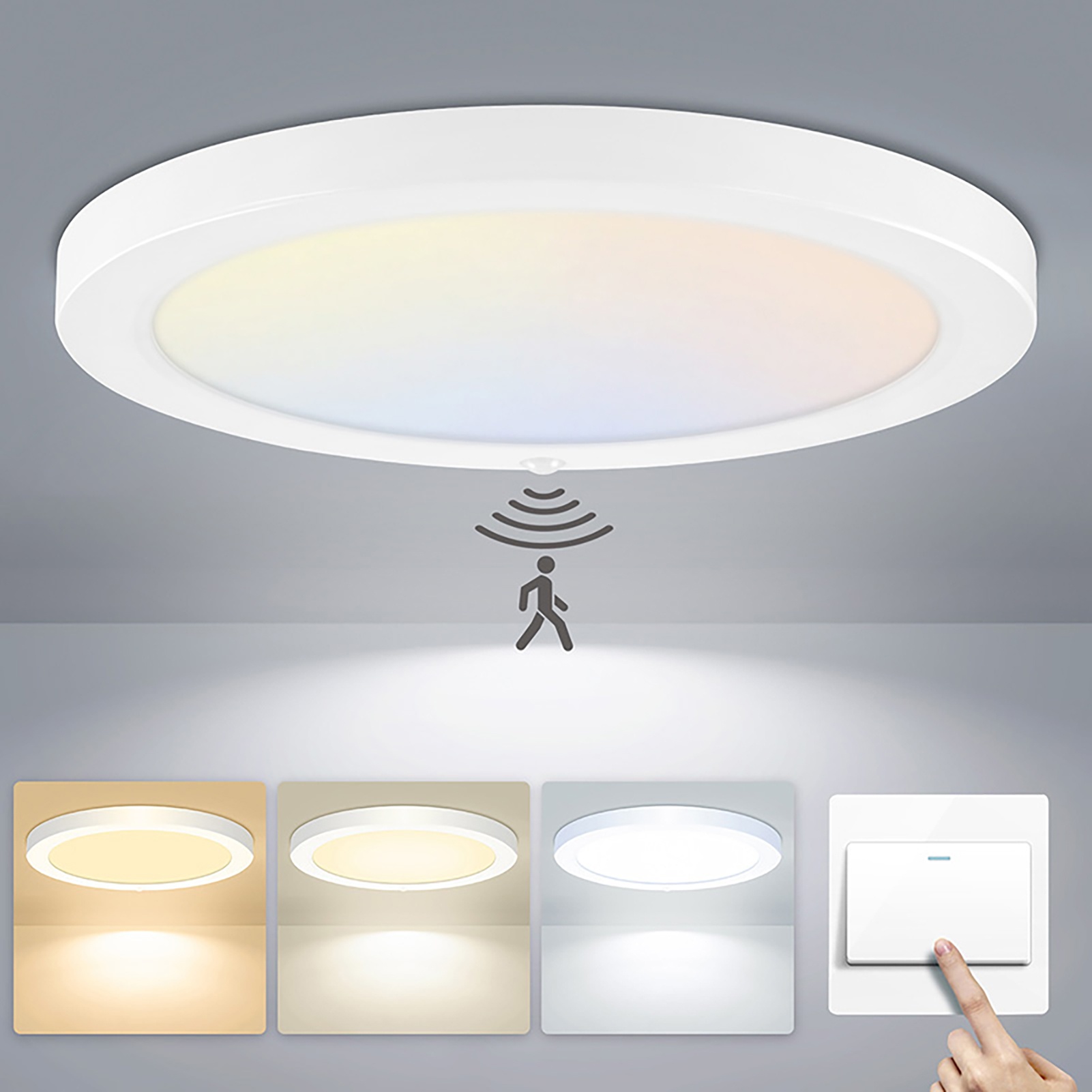 12W Ceiling Light Panel with Human Body Sensor