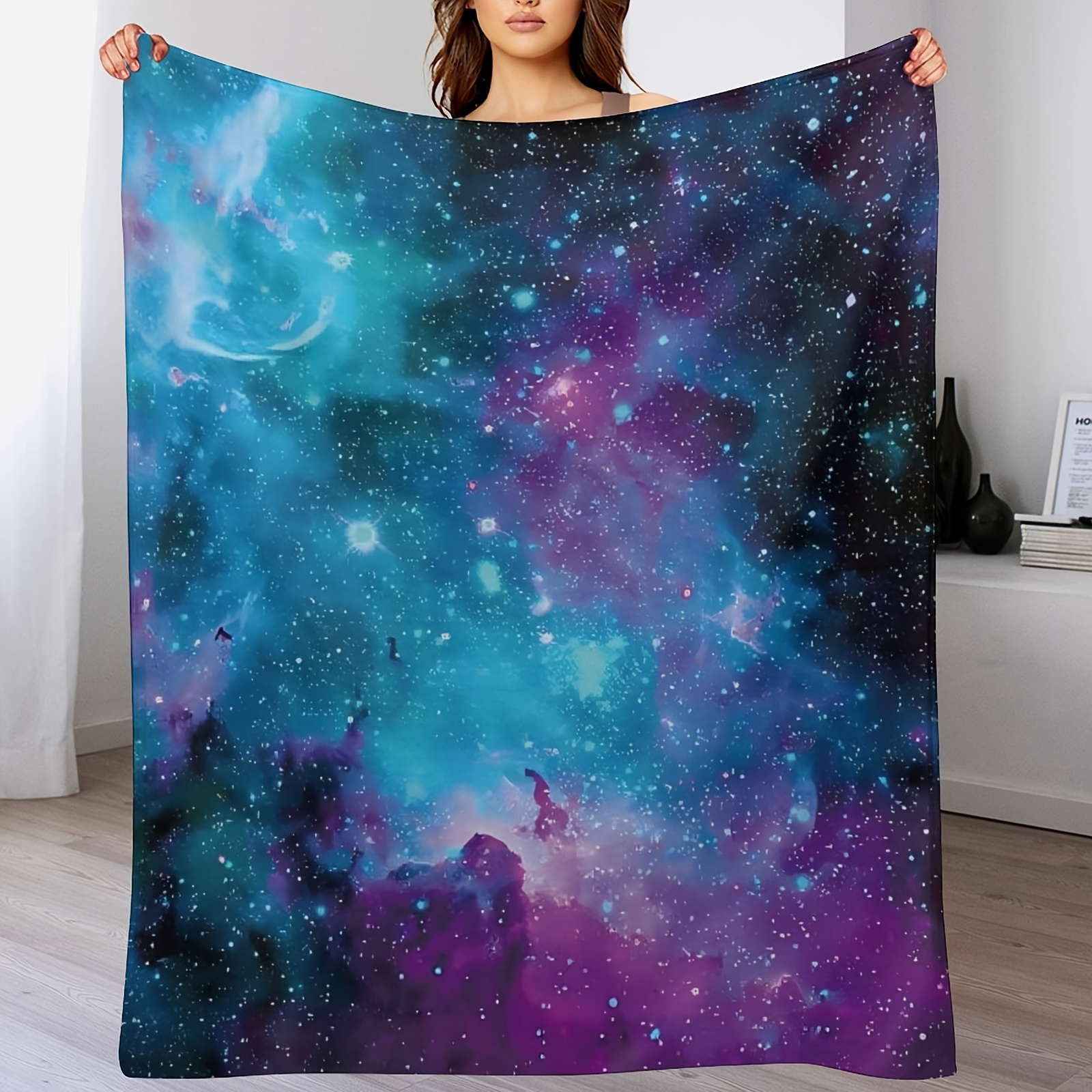 

Galaxy Blanket Soft Comfortable Purple Print Throw Blanket For Sofa Chair Bed Office