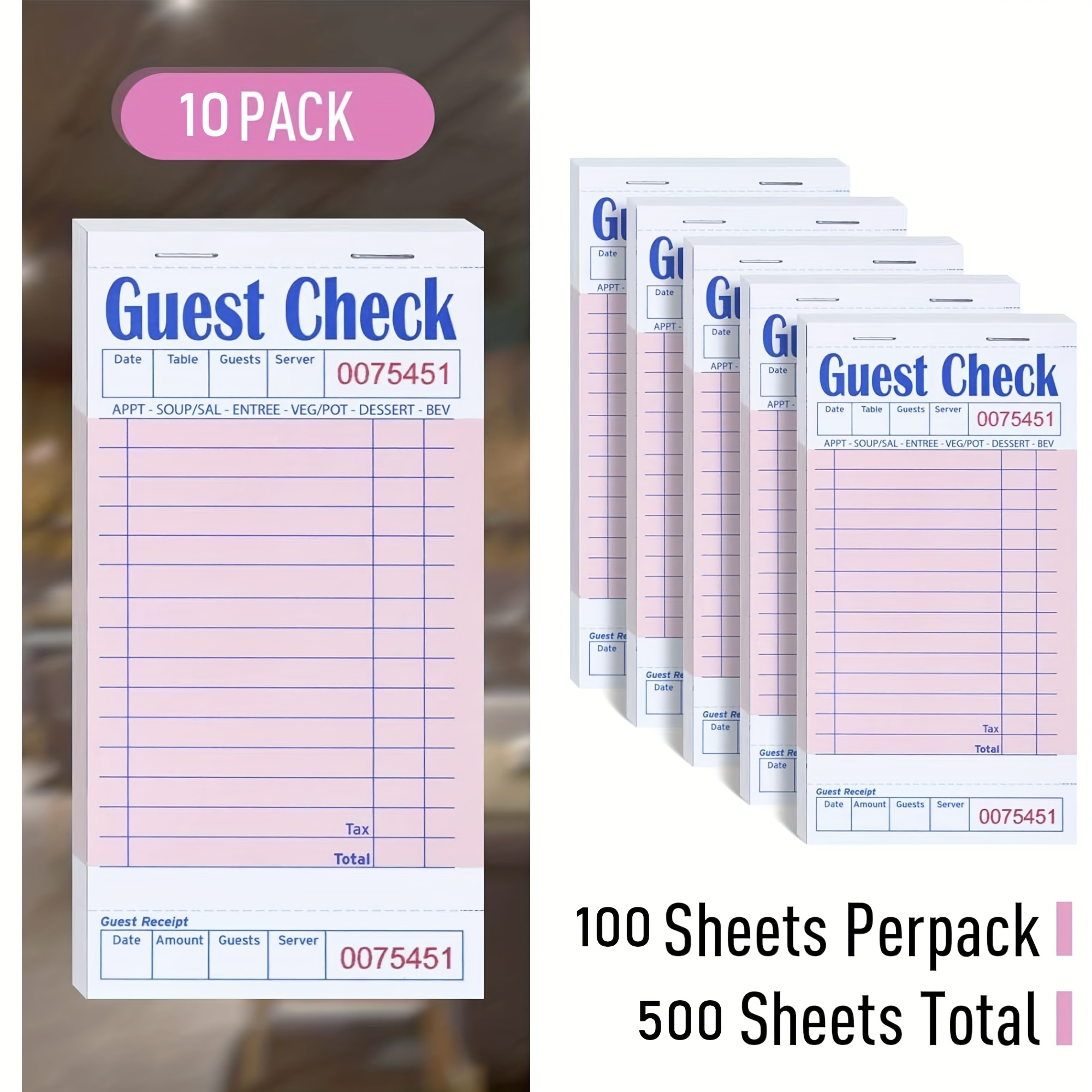 TEMU 1/5/10pcs Handwritten Menu, Dot Menu, Notepad For Restaurants, Cafes, And Food Shops, For , Includes 50 Sheets With Padding, Durable Paper