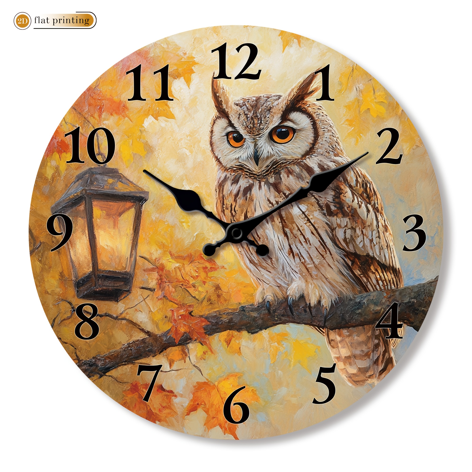 TEMU Owl With Clock Face, Wooden Home Silent Wall Clock-2d Flat Printing, Suitable For Decorating Restaurants, Kitchens, And Cafes, Easter, ,