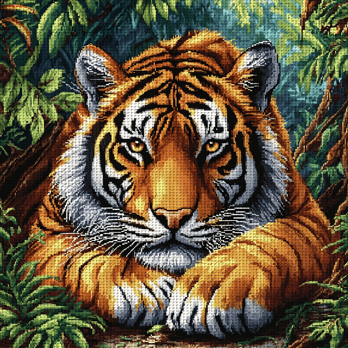 TEMU Jozysh 1pc Frameless 36 * 36cm/14.2 * 14.2in --46 * 46cm/18.11 * 18.11in, A The Jungle, 11ct/14ct Printed Cross Stitch Diy Kit, Suitable For