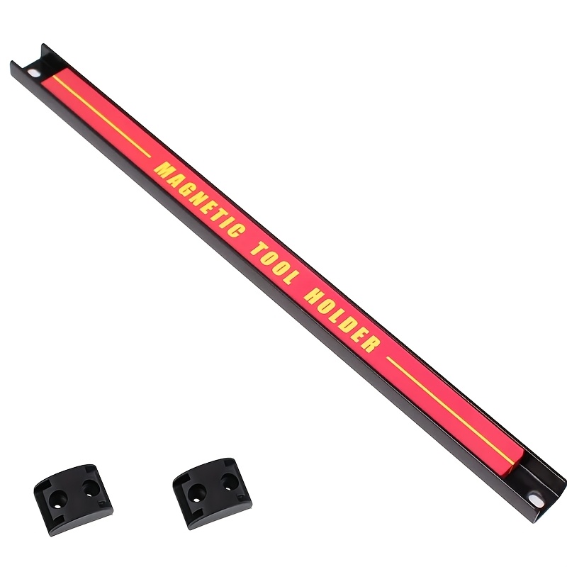 TEMU Support à outils magnétique rouge et jaune modèle 12-18 pour garage, dispositif de rangement suspendu, adapté à des outils magnétiques en métal,