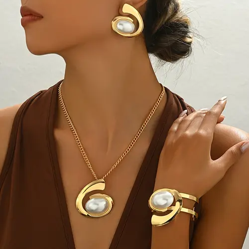 4pcs elegant and chic set with earrings bracelet and necklace vintage style accents daily wear or parties