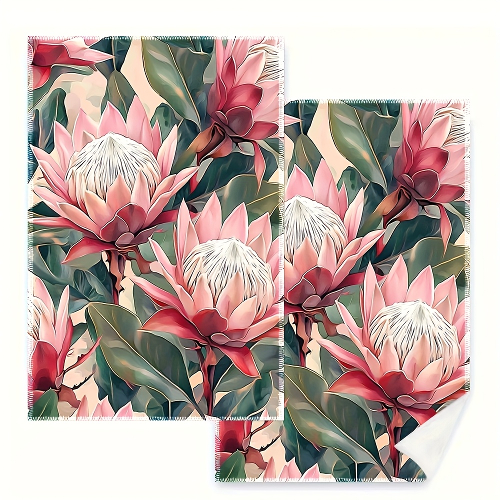 TEMU 2-pack Kitchen Towels, Dish Cloths, 40.64x60.96cm, Flower Pattern, Pink Floral, Style, Suitable For , Holiday Cooking, And Bathroom Use, Model