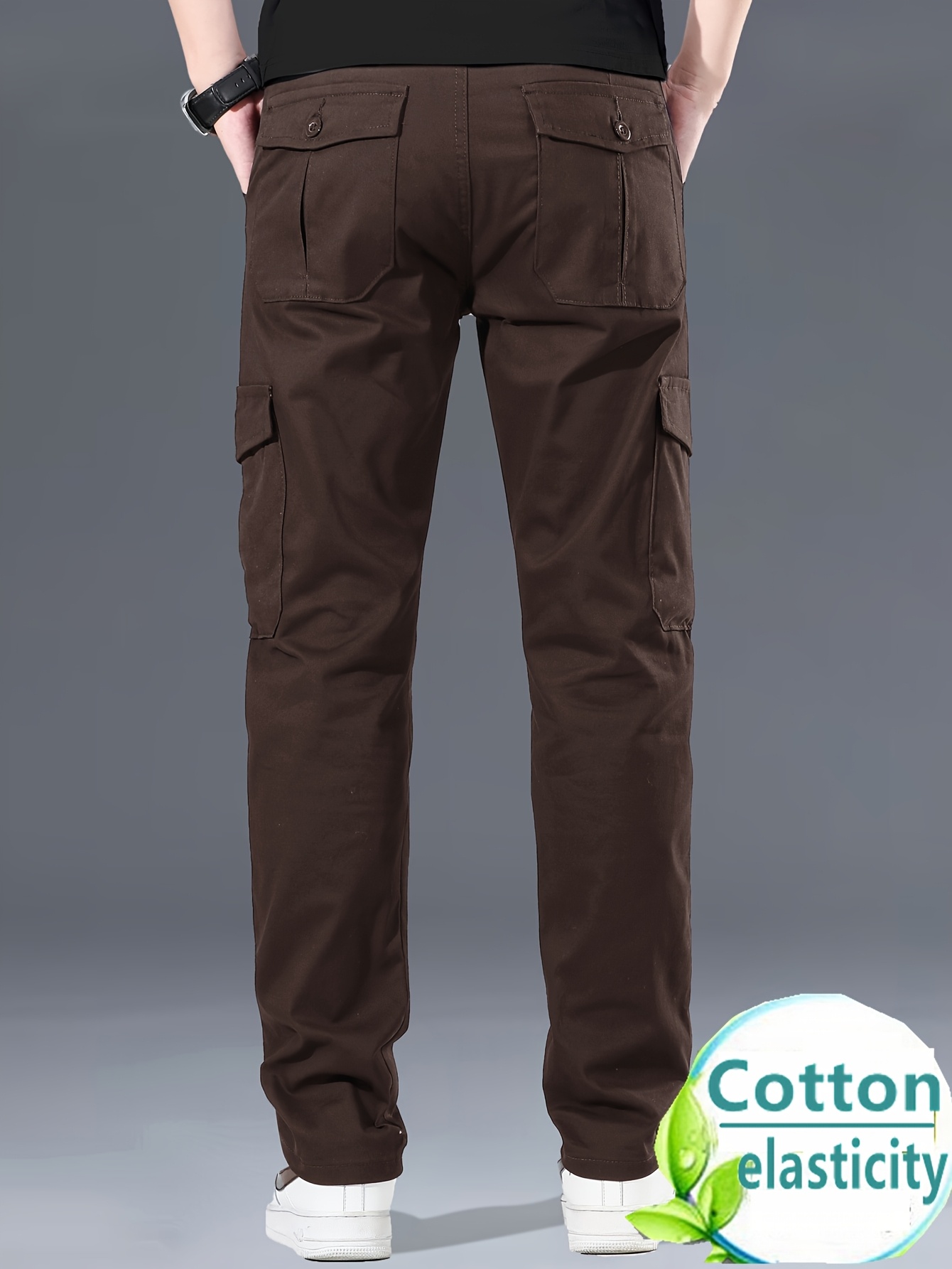 mens cargo pants 97 3 spandex blend solid color regular fit - Temu