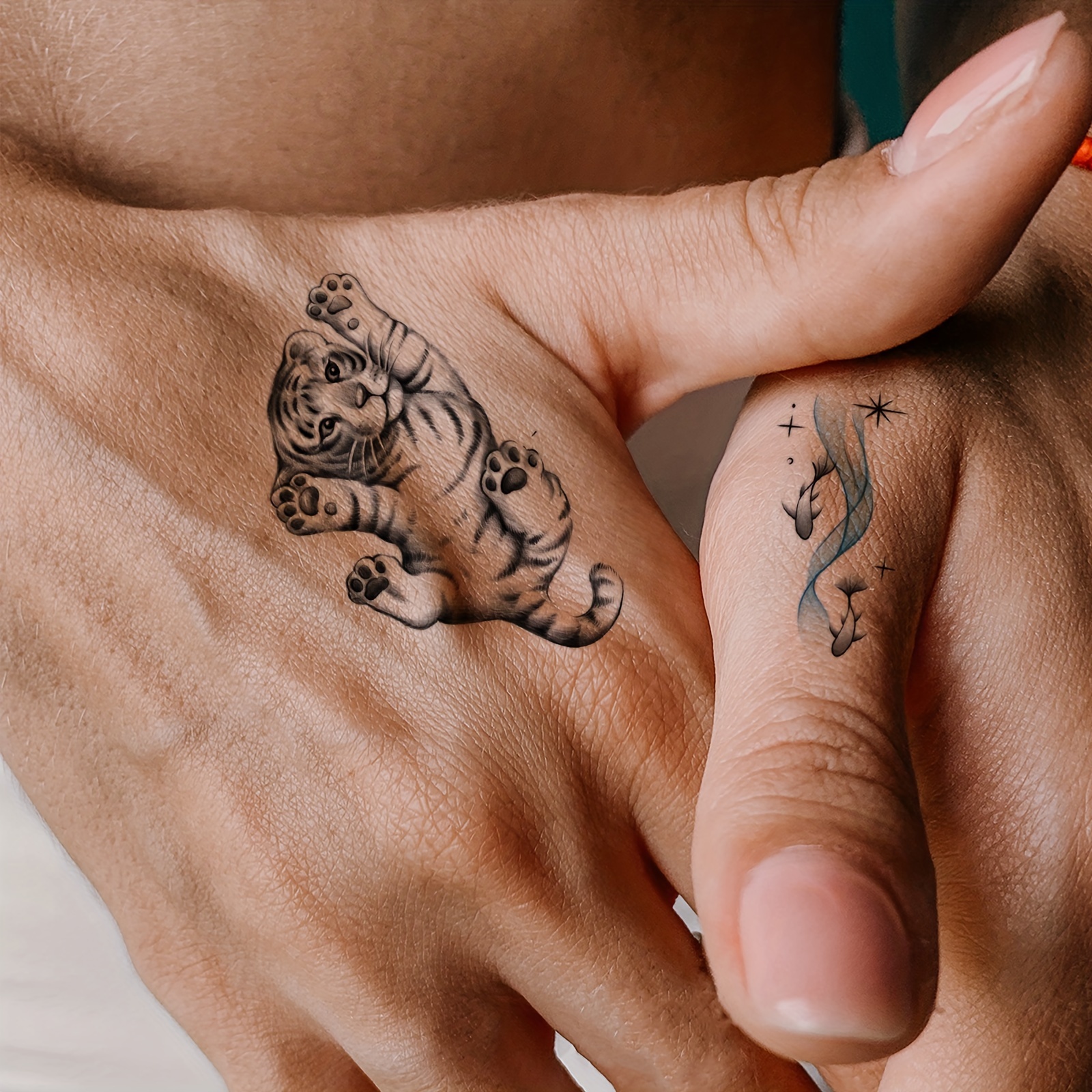 10 Hojas Tatuajes Temporales Tigre Impermeables Favores - Temu
