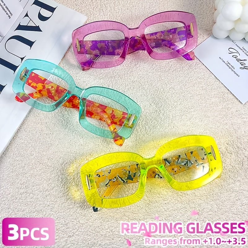 3-Pack Classic Colorful Large-Frame Reading Glasses for Women