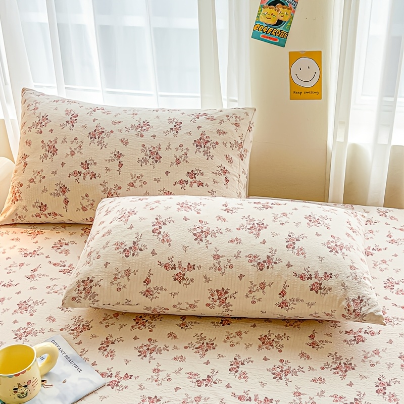 TEMU Ensemble de 2 taies d'oreiller fines, housses d'oreiller à motif floral toutes , garnitures d'oreiller non incluses