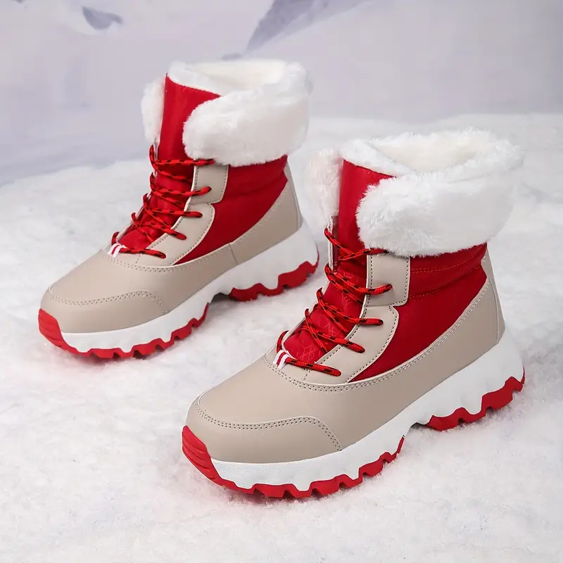 womens winter fashionable versatile anti slip plus velvet wear resistant comfortable warm trendy casual sports snow boots details 3