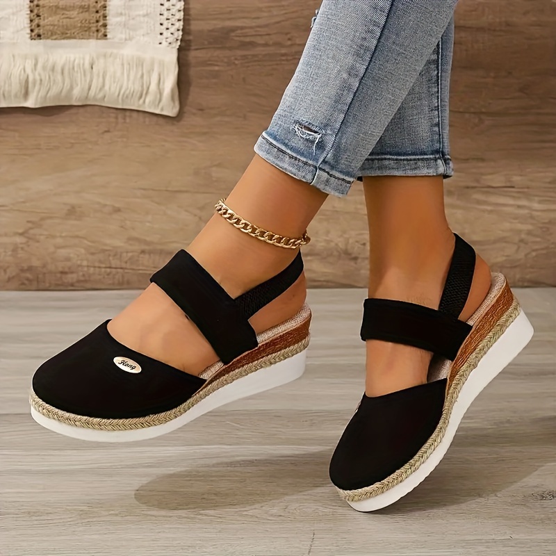

Women's Wedge Heeled Sandals, Casual Clip On Platform Shoes, Comfortable Ankle Strap Sandals