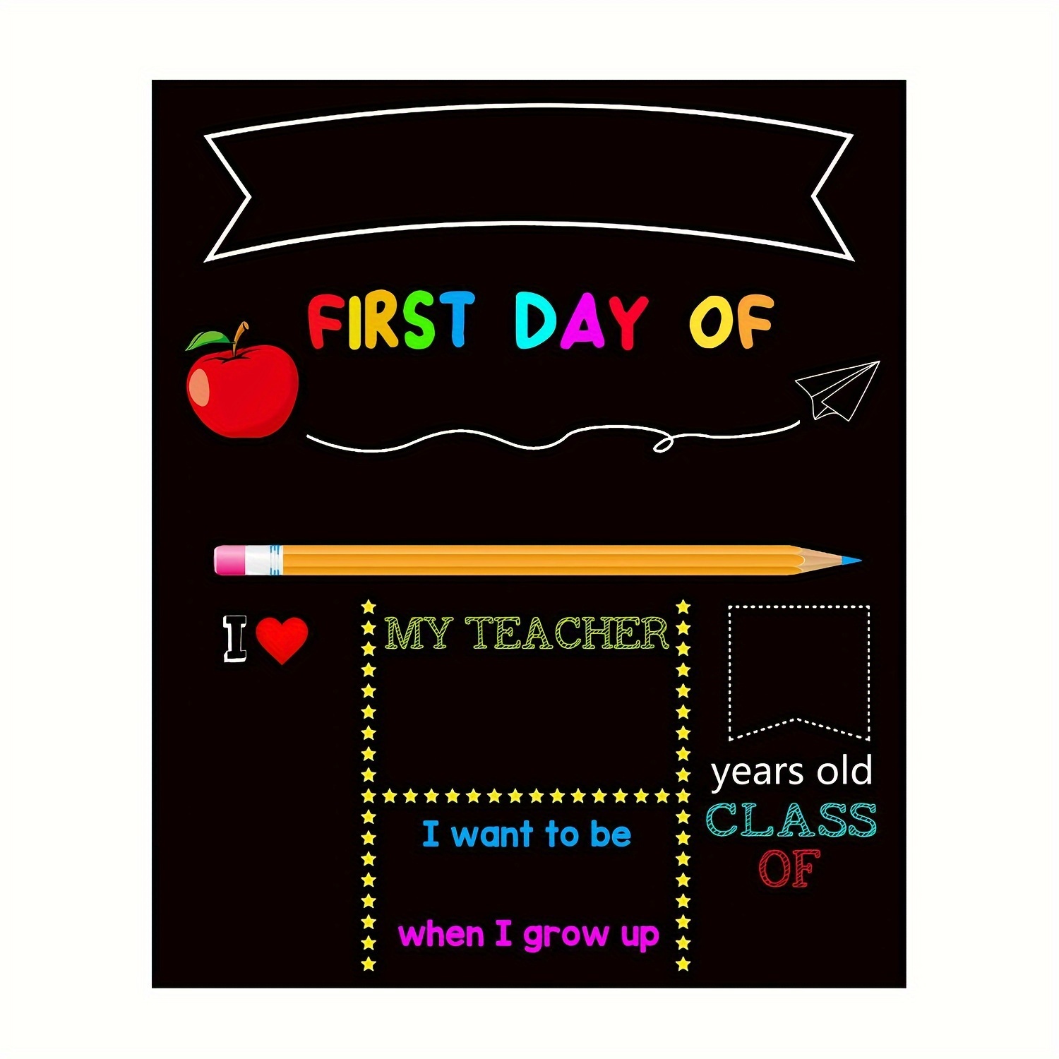 

Back To School Chalkboard Sign - 10x12" Double-sided First & Last Day Of School Photo Prop, Reusable Wooden Classroom Decor For Students