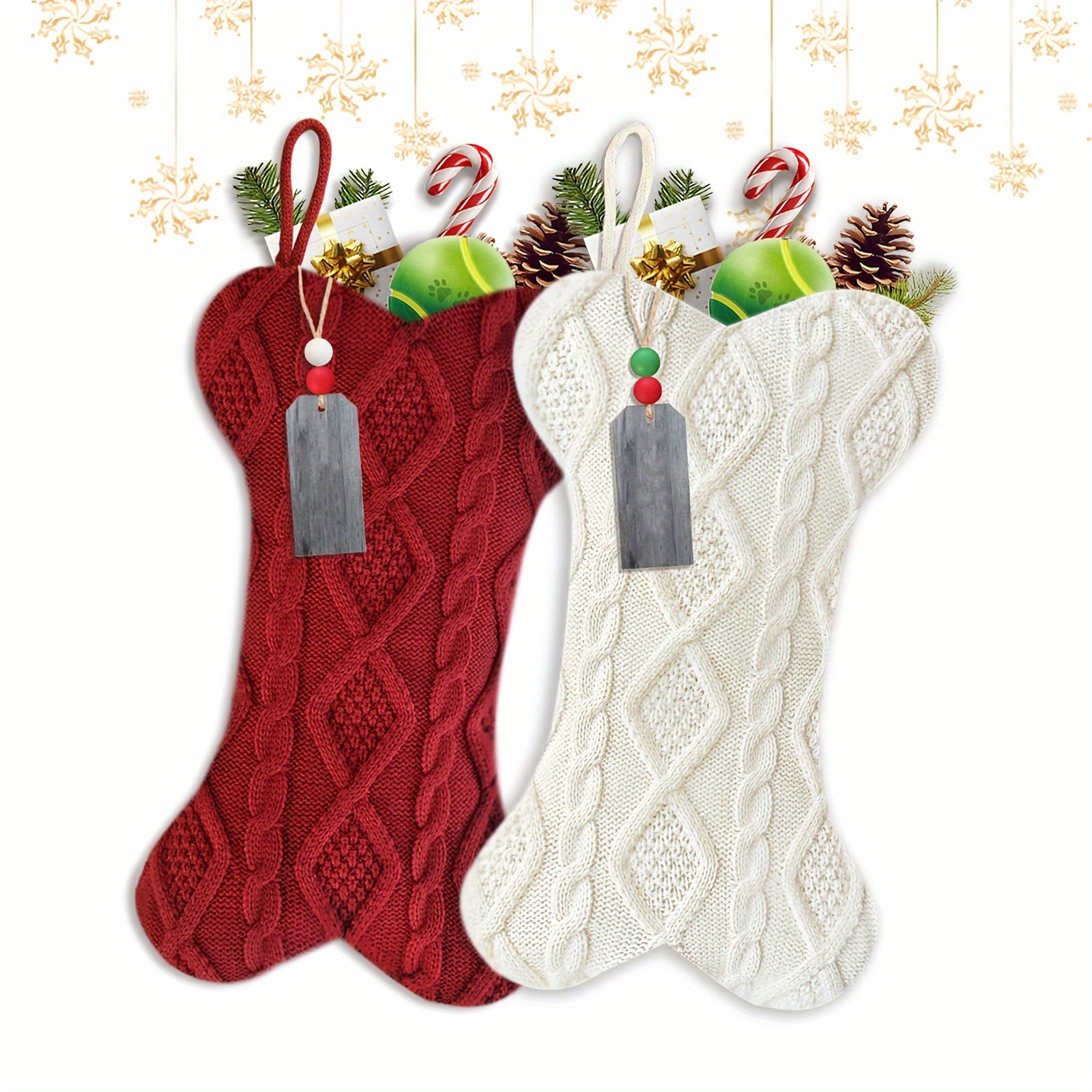 

Dog Christmas Tag - & Red, -shaped Hanging Decor For Small To Breeds