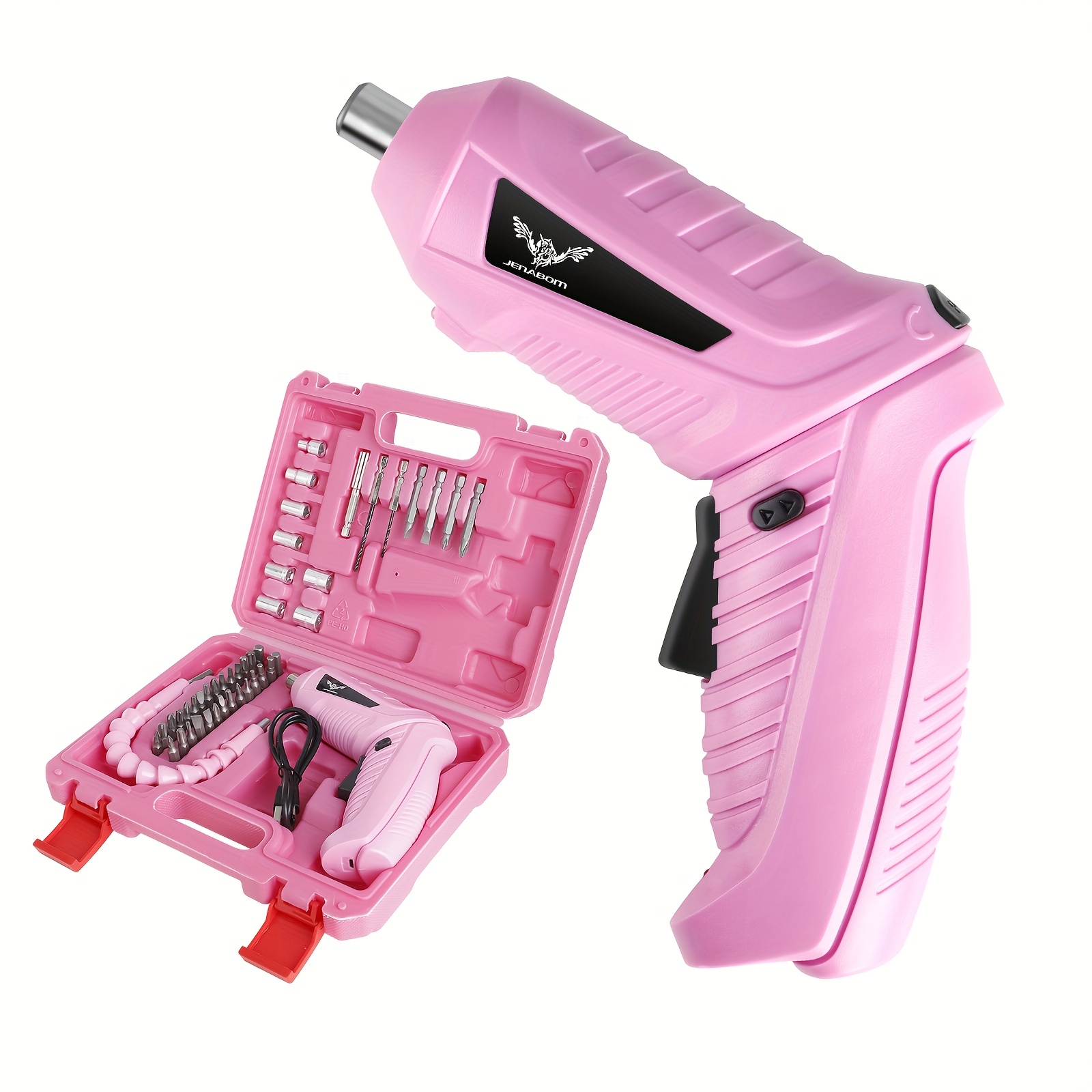 

Jenabom Pink Cordless Screwdriver - 3.6v Rechargeable, Usb Powered, Impact Drill With Lithium Battery For Industrial Use