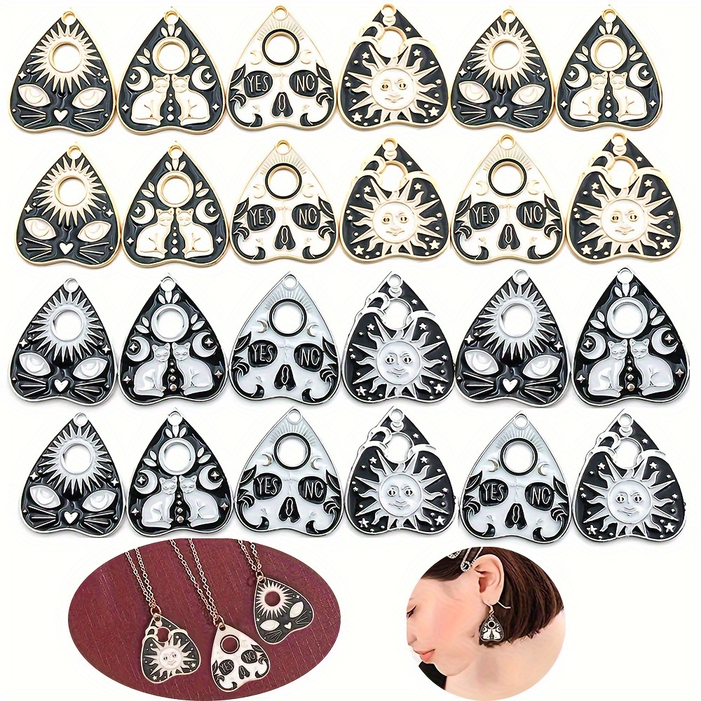 

32pcs 8 Styles Mixed Alloy Enamel Gothic Charms Heart Shaped Halloween Cat Charms Charms Teardrop Pendants For Diy Craft Jewelry Making Halloween Decor