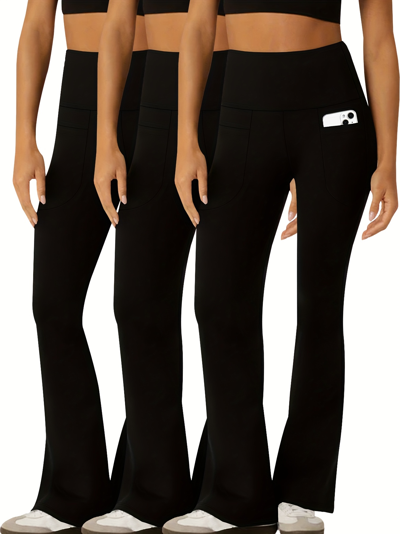 High Waist Flare Leggings With Pockets For Women - Workout And Casual Wear Tummy Control Bootcut Yoga Pants