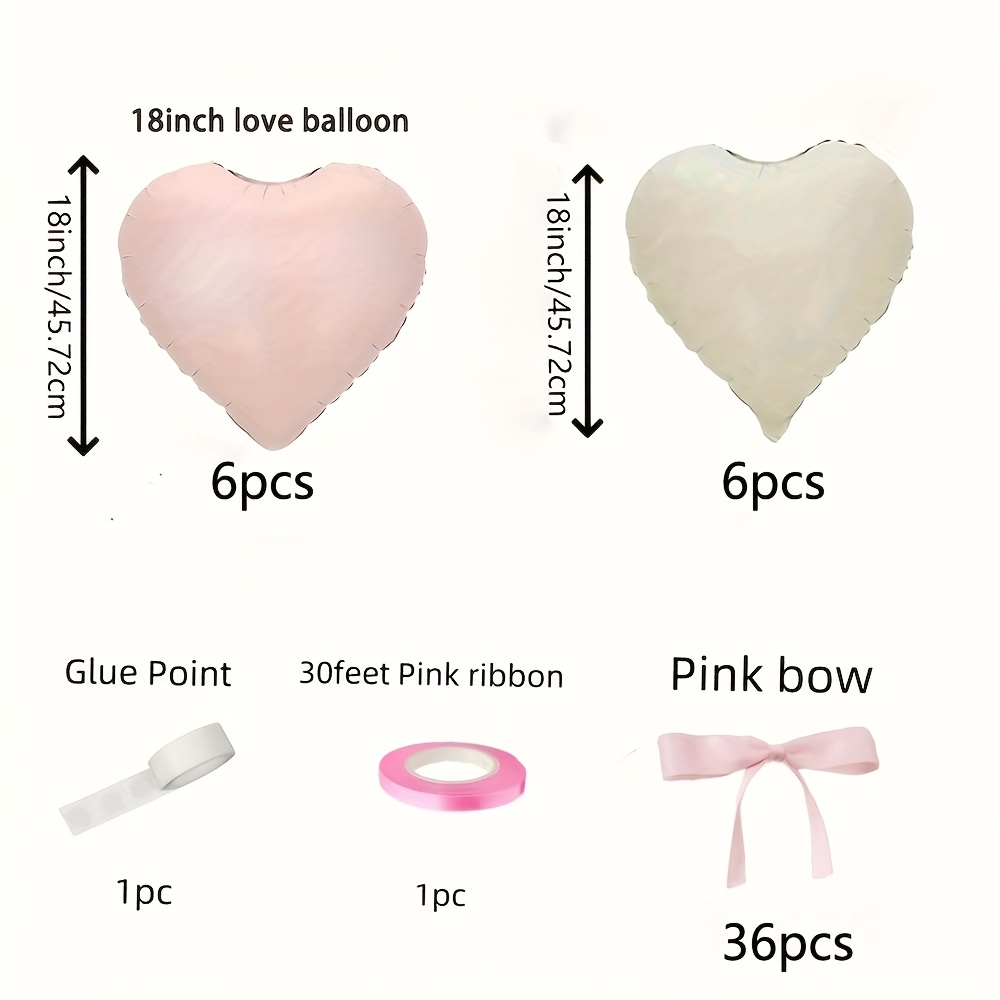 50pcs/set Bow Love Balloon Wedding Ribbon Decoration Birthday Party Wedding Arrangement, 14+