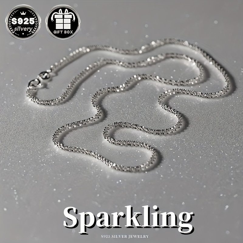 

Elegant 925 Sterling Silver Necklace For Women, Sparkling Glitter Design, Weddings And Casual Attire, , Ladies