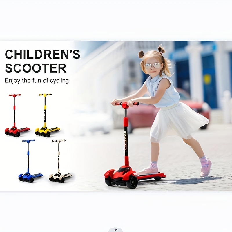Scooter Patinete Ajustable Para Niños, 3 Ruedas Con Luces