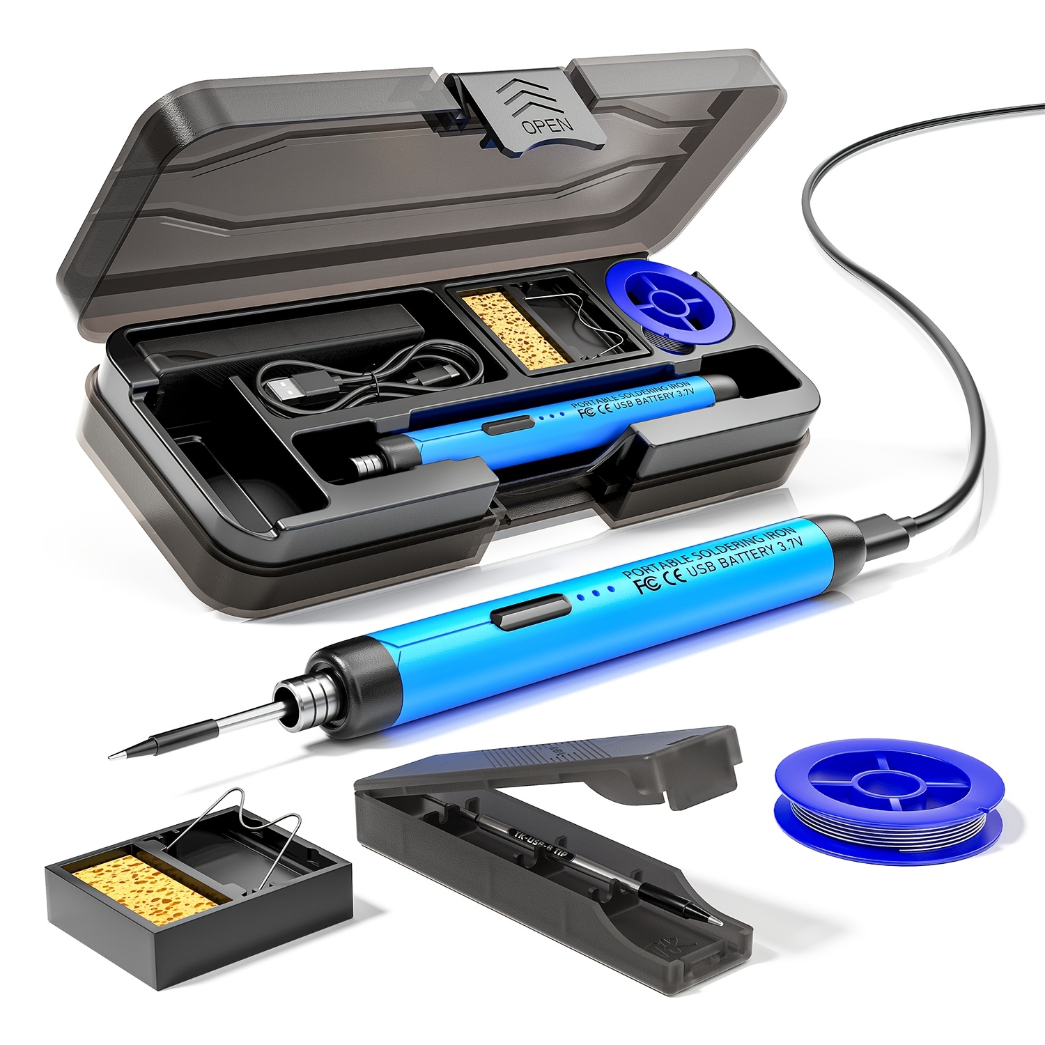 Usb/wireless Soldering Iron, 3-speed Temperature Control, With Welding Wire, Bracket And Storage Box