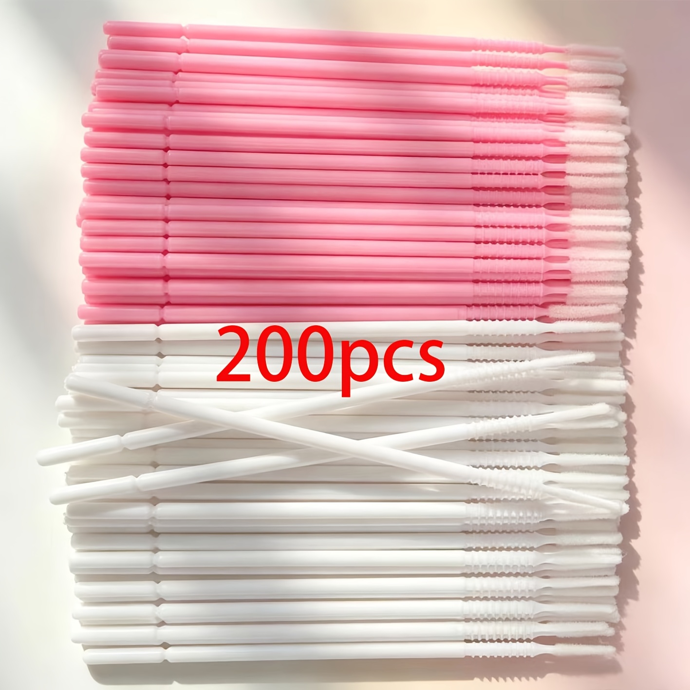 TEMU 200 Stück, 100 rosa + 100 weiß, extra lange Mikrobürsten mit präzisionsverlängerten Borstenköpfen, speziell entwickelt für Wimpernverlängerungen