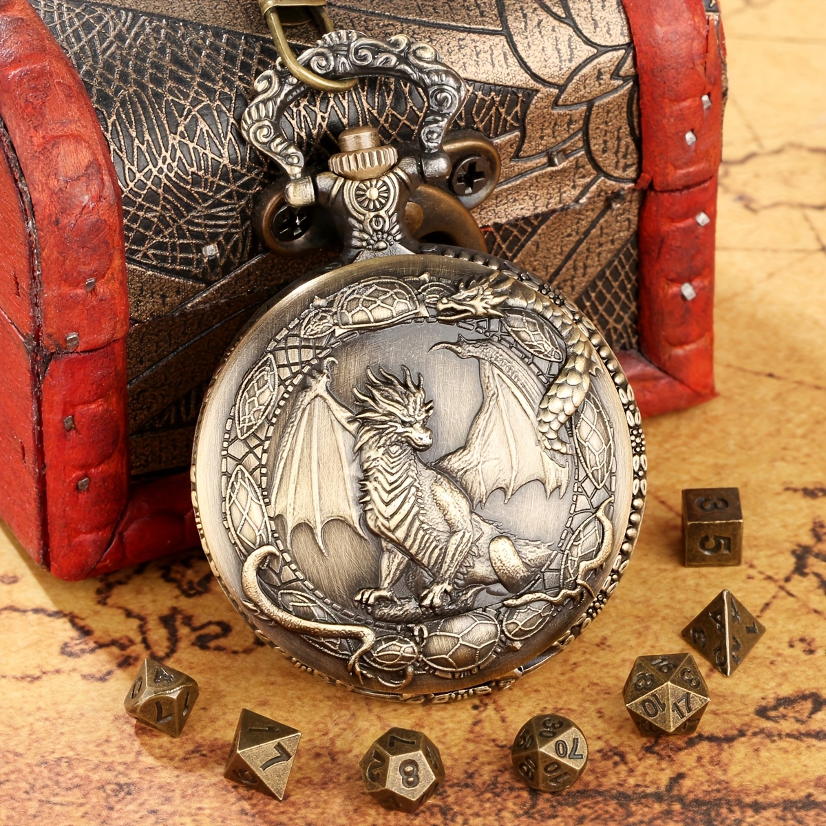 7pcs Role-Playing Game Dice Set with Dragon Pattern Storage Box