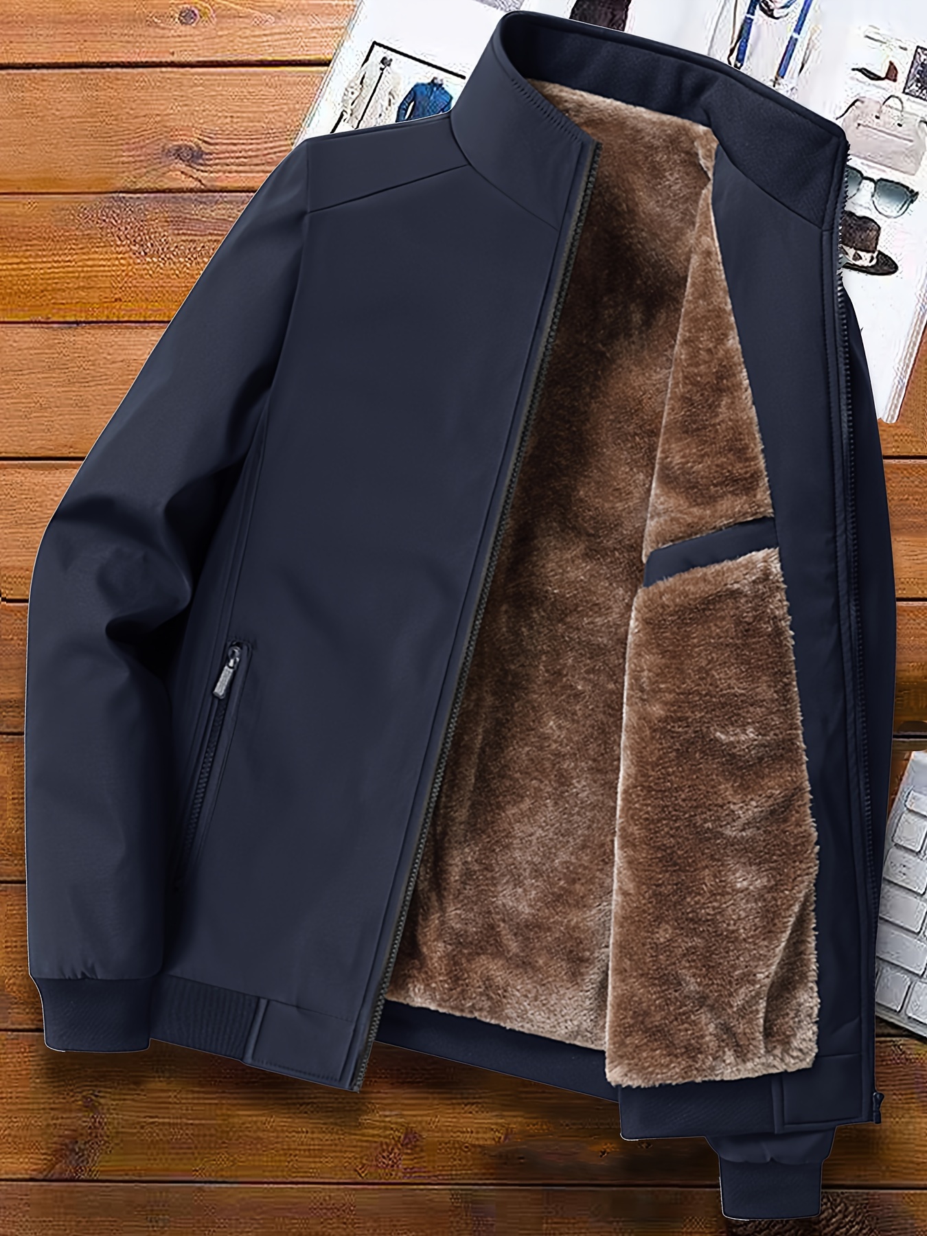 Erkek Rahat Softshell Ceket - Polar Astarlı - Yüksek Yaka, Polyester Kumaş, Düz Renk, Normal Kalıp, Sonbahar/Kış Koleksiyonu, Cepli Sıcak Polar Astarlı Ceket