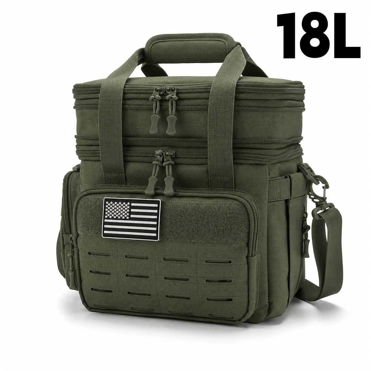 18l Insulated Cooler Bag, Insulated Box, Camping Gear, Suitable For Office Workers Commuting To Work, Camping, Outdoor Activities, Office, Molle Webbing System, Sturdy And Durable Bag Non-food Contact