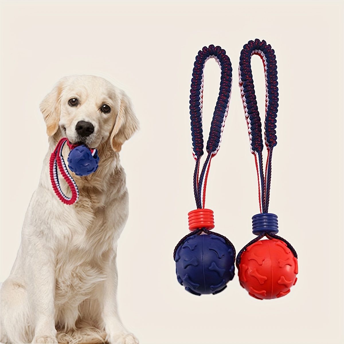 

Bone Ball With Rope Dog Training Toy Bite-resistant Grinding Ball