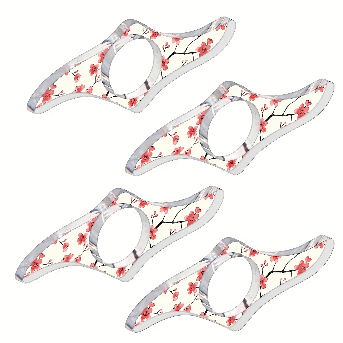 TEMU 4pcs Transparent Orange Acrylic Bookmarks With Thumb Index Rings - Thumb Bookmark Suitable For Books, -readers, Tablets | Page Markers For