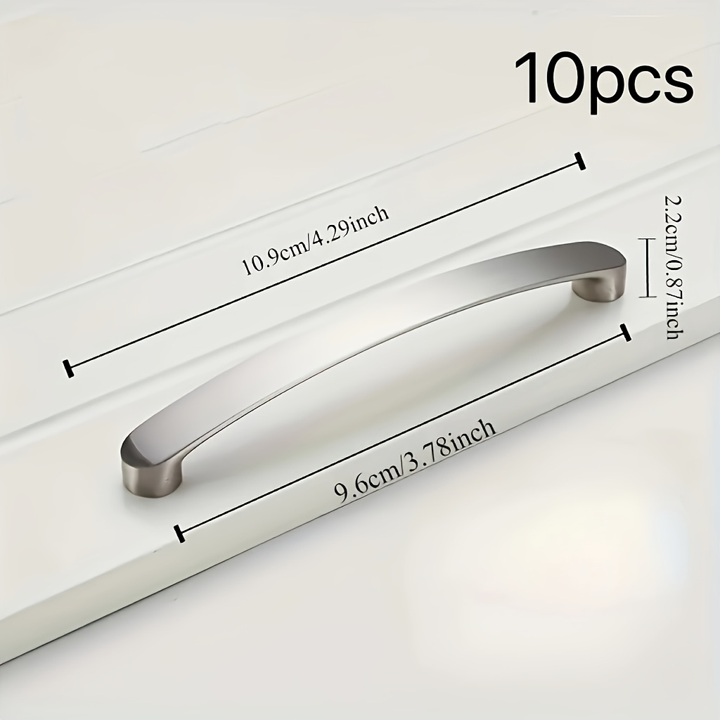 Image of 10-pack Frosted Aluminum Alloy Cabinet Handle-durable Metal Drawer Handle, Suitable For Kitchen And Dresser Doors, Anti-corrosion, Including Mounting Screws, Furniture Hardware Additions