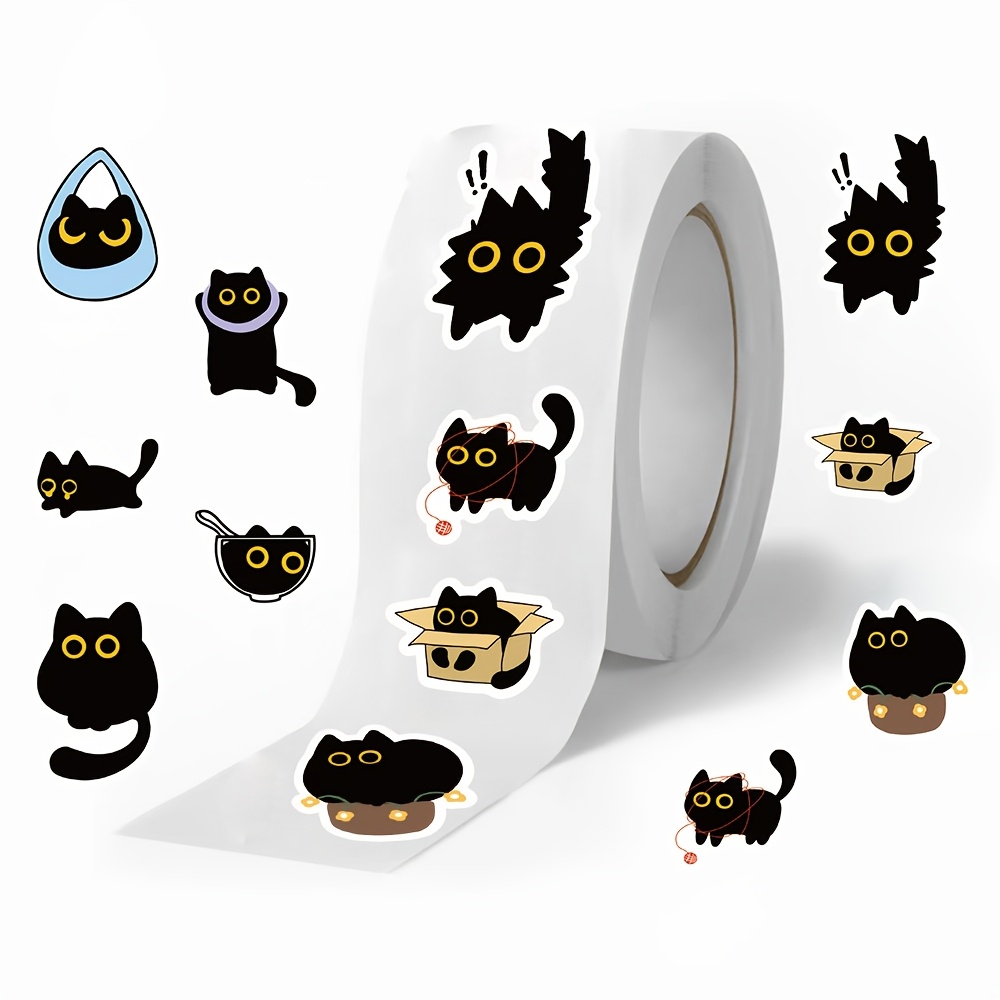500pcs/roll Black Cat Stickers Decal Stationery Stickers Gift Wrapping Patterned Envelope Sealing Labels