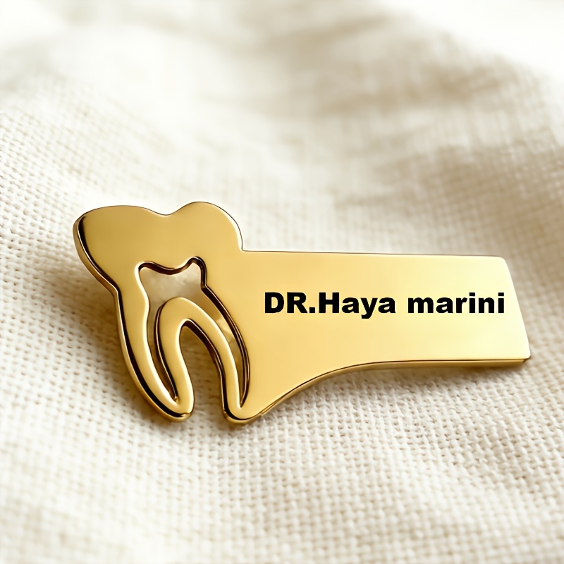 TEMU [customized] A Customized Personalized Nurse Doctor Name Tooth Badge - Custom Nursing Brooch, 304 Stainless Steel Brooch Suitable For Hospitals