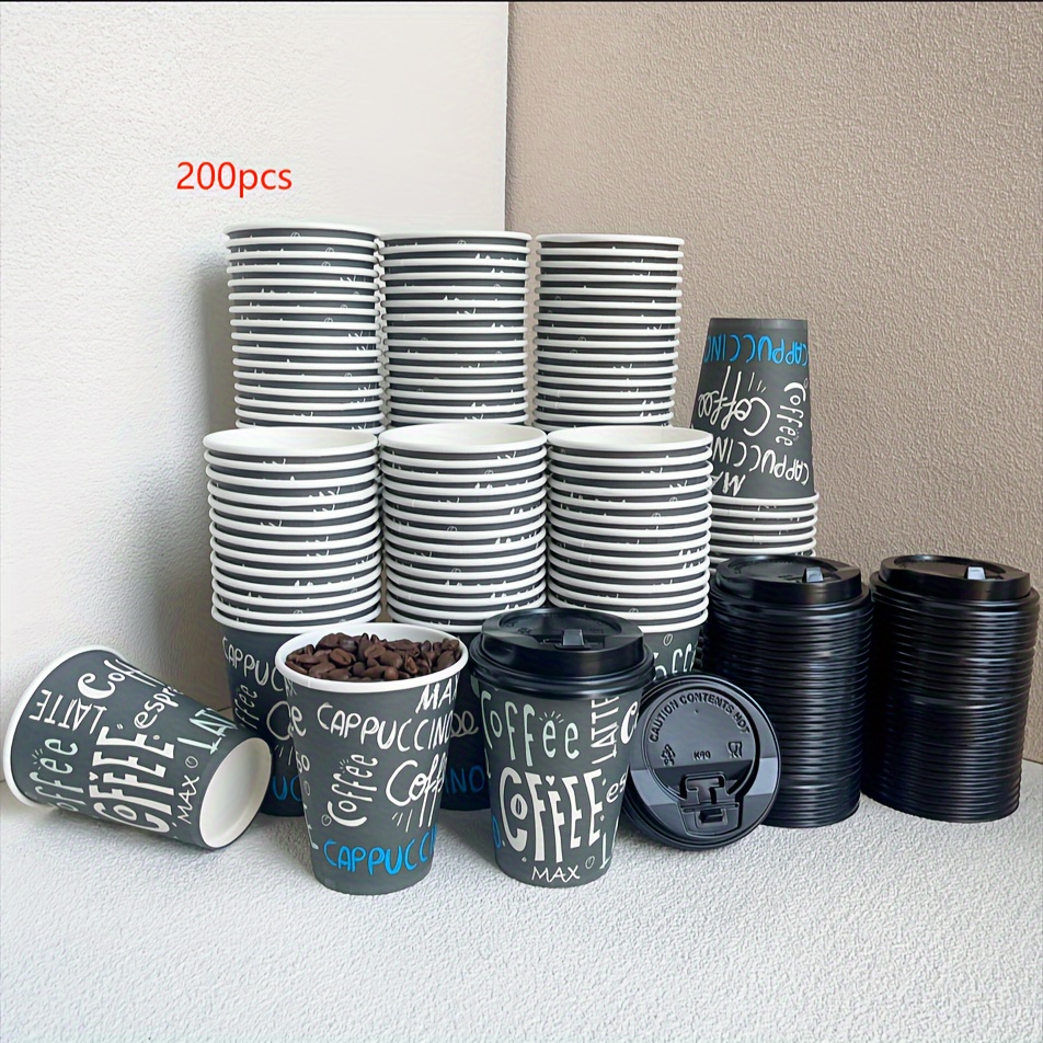 Image of 50/200pcs 12oz Disposable Paper Cups, Festive Style For Hot And Cold Drinks, High-quality Disposable Cups For Coffee/tea, Suitable For Home, Bar, Work, Party, Or Outdoor Use