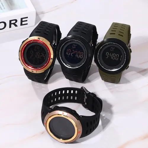 multi functional outdoor sports electronic watch shockproof and anti drop reinforced pc case silicone strap year month day week alarm clock stopwatch clear and easy to read for leisure thanksgiving day christmas gift