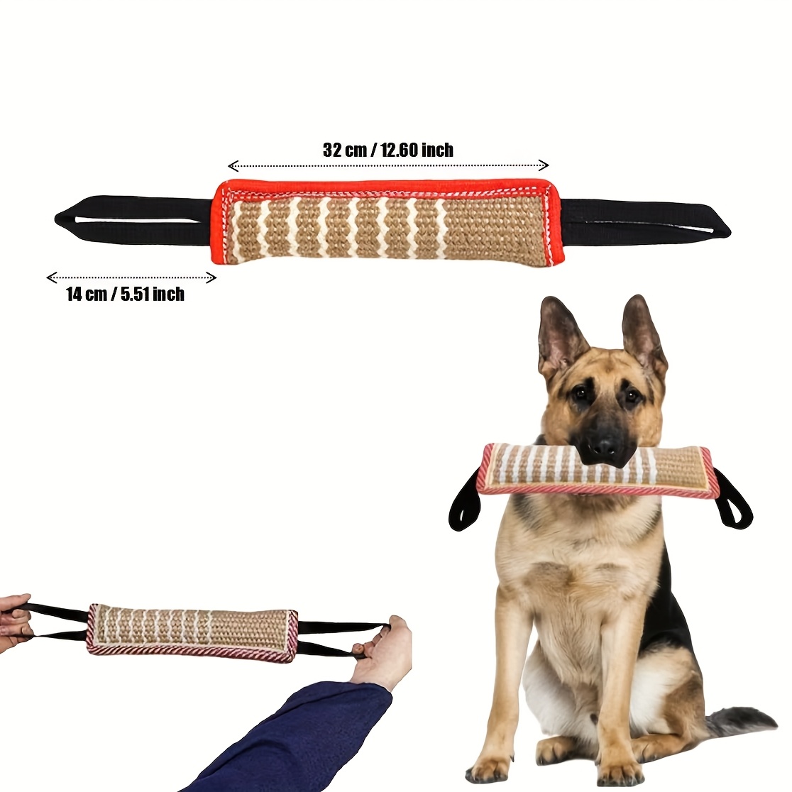 TEMU Toy, Dog Chew Bite Rope Toy, Dog Bite Tug Toy Durable Pull Toy With Strong Handles - Tough Jute Bite Pillow For Medium To Large Dogs, Puppy