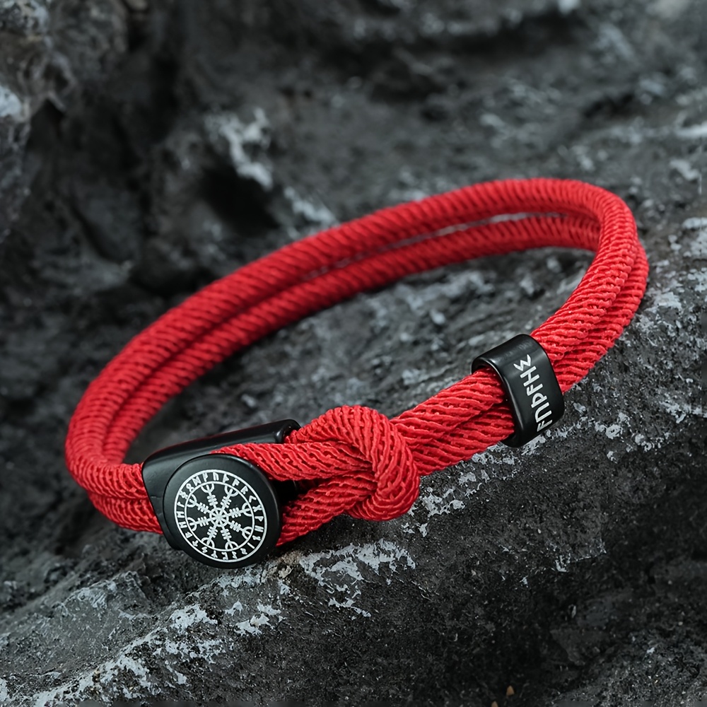 TEMU Bracelet 1 pièce pour homme avec corde et viking, bracelet de bijou gravé pour homme