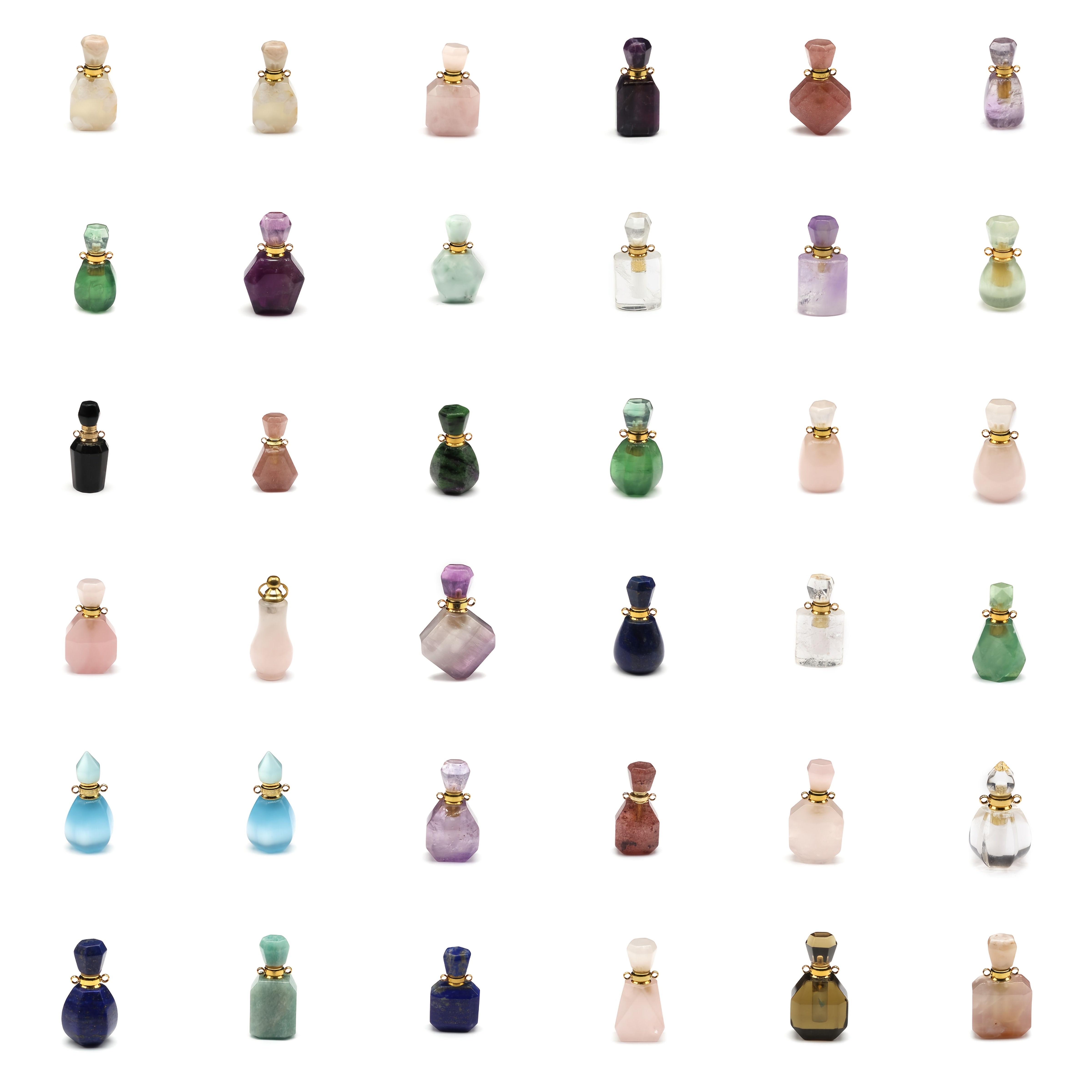 

2pcs Hand - Natural Stone And Semi - Precious Stone Perfume Bottles In Random Shapes - Artistic Jewelry, Gifts & Decor Items