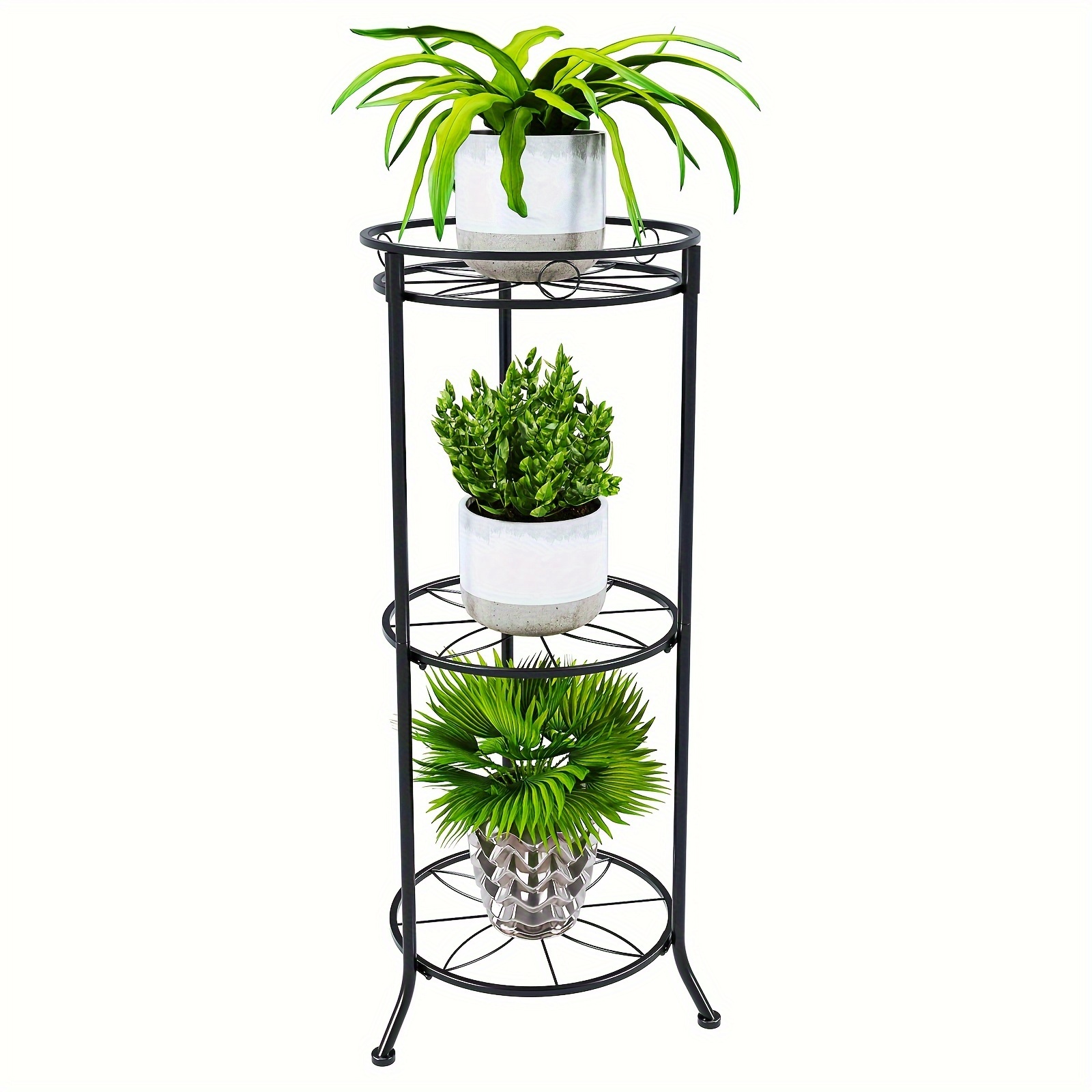 

3 Plant Stand Display Shelves - Metal Iron Multiple Organizer For