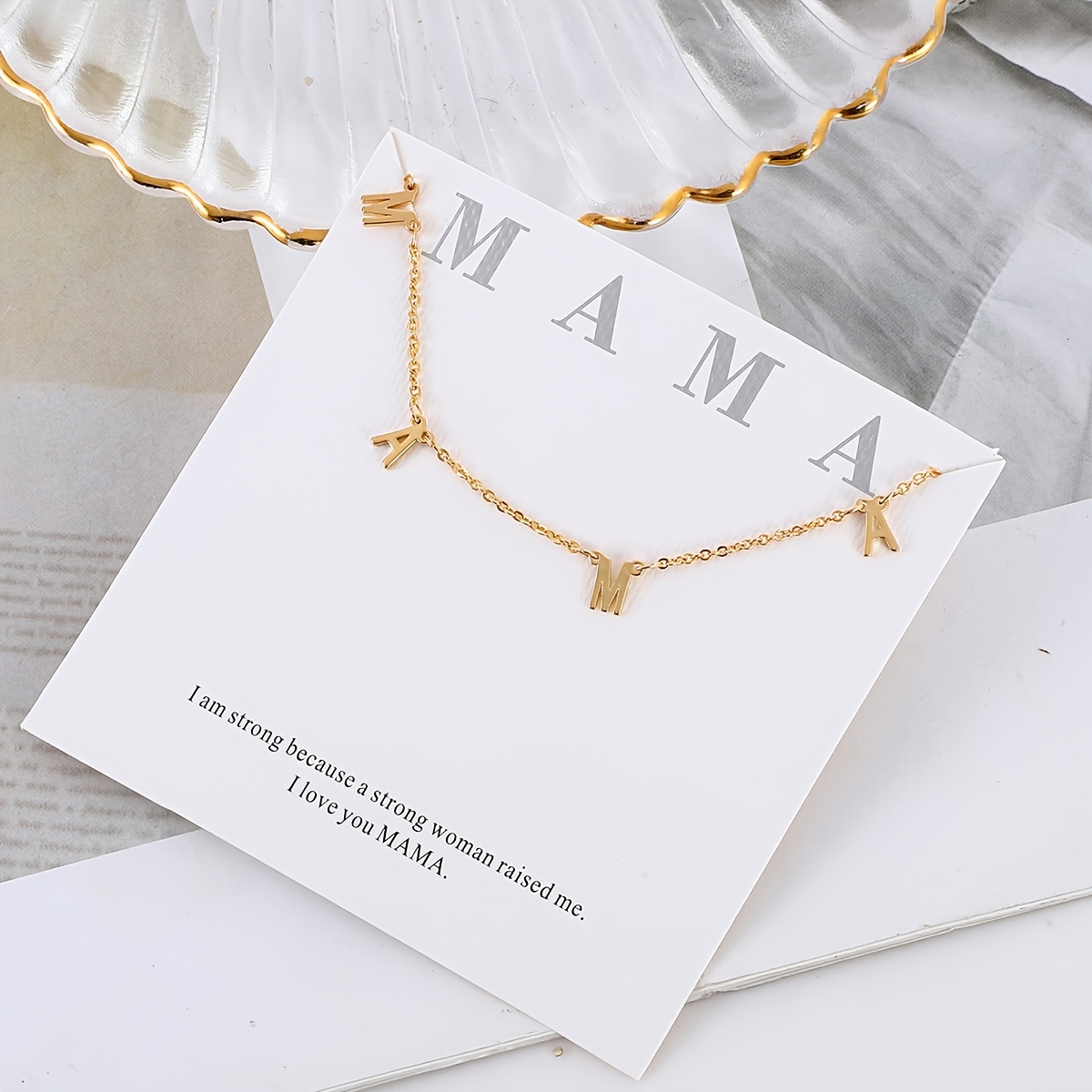 

Stainless Steel Shiny Letter 'mama' Necklace, A Simple Daily Gift