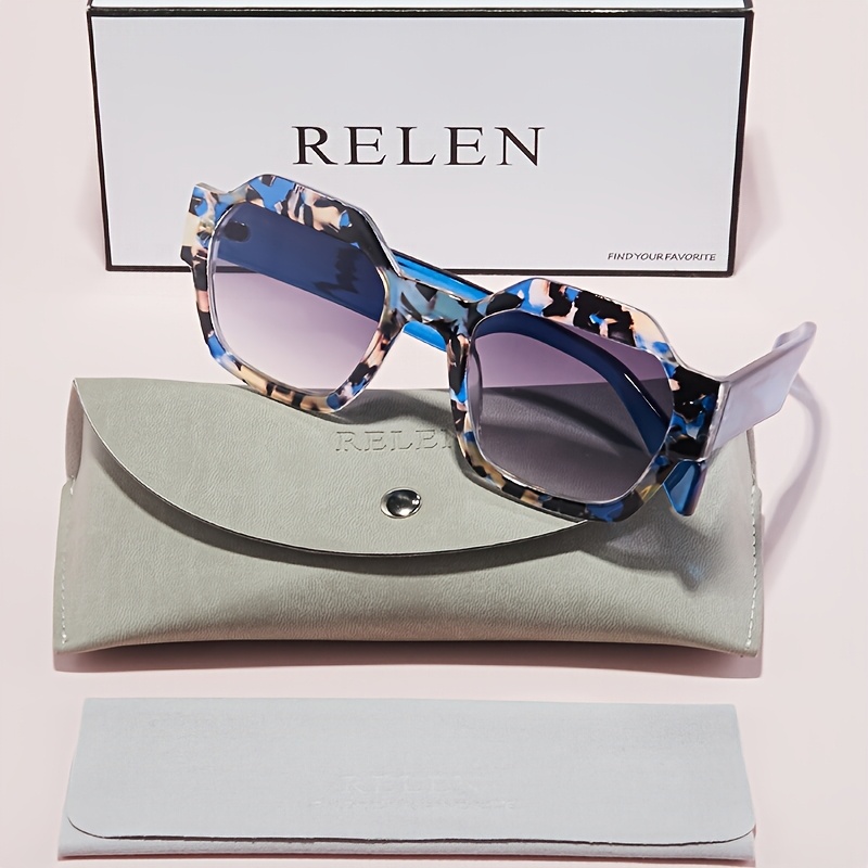 1pc womens fashion glasses new 2025 brand design irregular stylish metal hinge high end trendy eyeglass case with cloth for stage performances parties valentines day gift box gradient purple with   flower frame c7 16