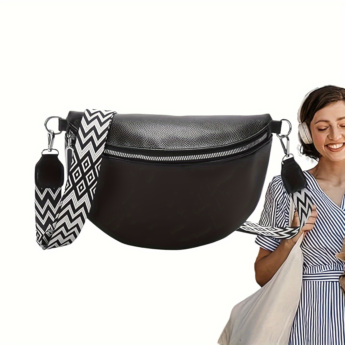 Bohemian Wide Strap Crossbody Chest Bag With A Single Pull