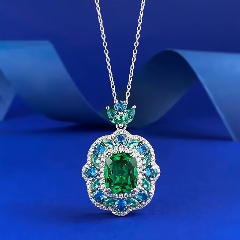 1 Moissanite Women's Necklace Women's Jewelry Collection 5k Pendant Necklace, Classic Cushion Cut, Halo Design…: retailer-supplied image