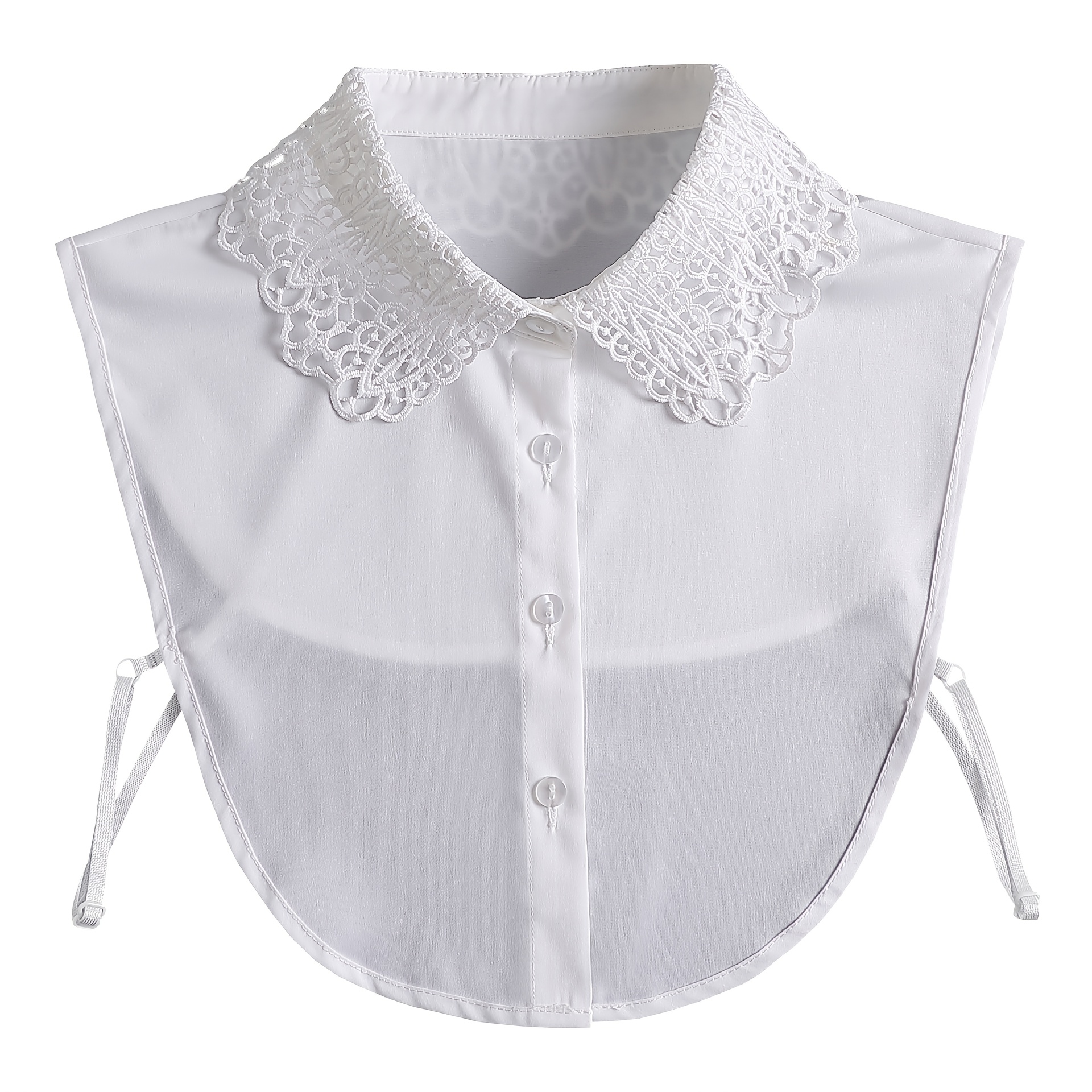 TEMU 1pc New Autumn Winter Versatile Chiffon Hollow Fake Collar Women's Versatile Sweater Inner Shirt Collar Decoration Fake Blouse