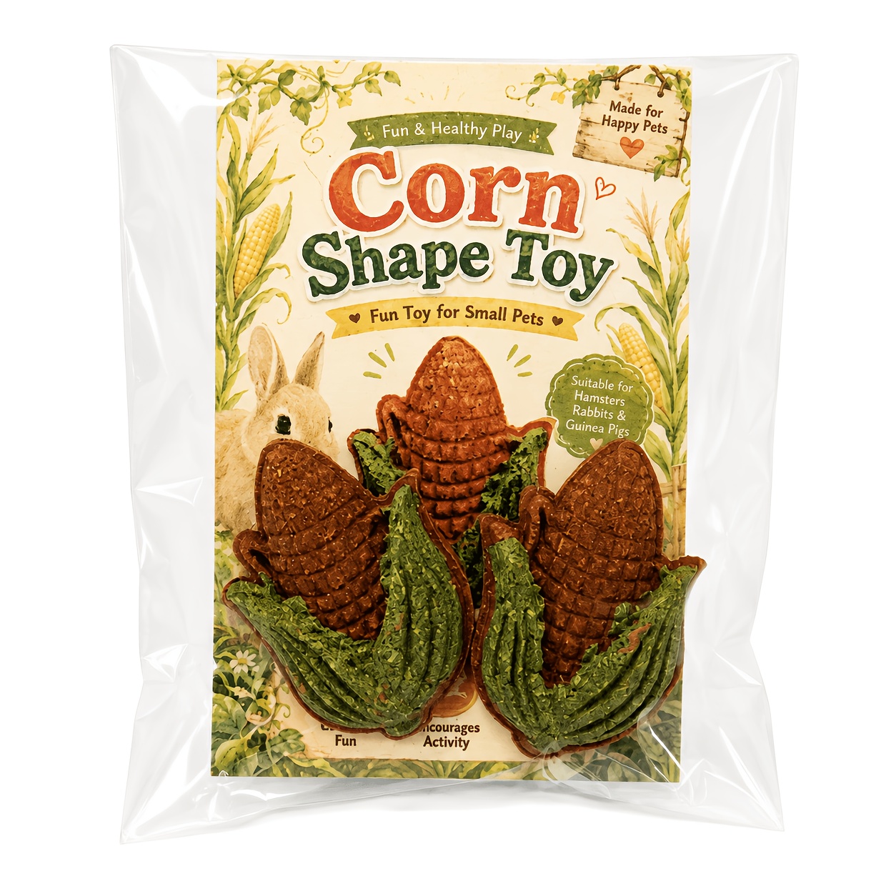 TEMU 2pcs Set Of Small Pet Grinding Corn, Cute Corn Shape, Suitable For Hamsters, Hedgehogs, Rabbits And Other Small Pets, Without Battery