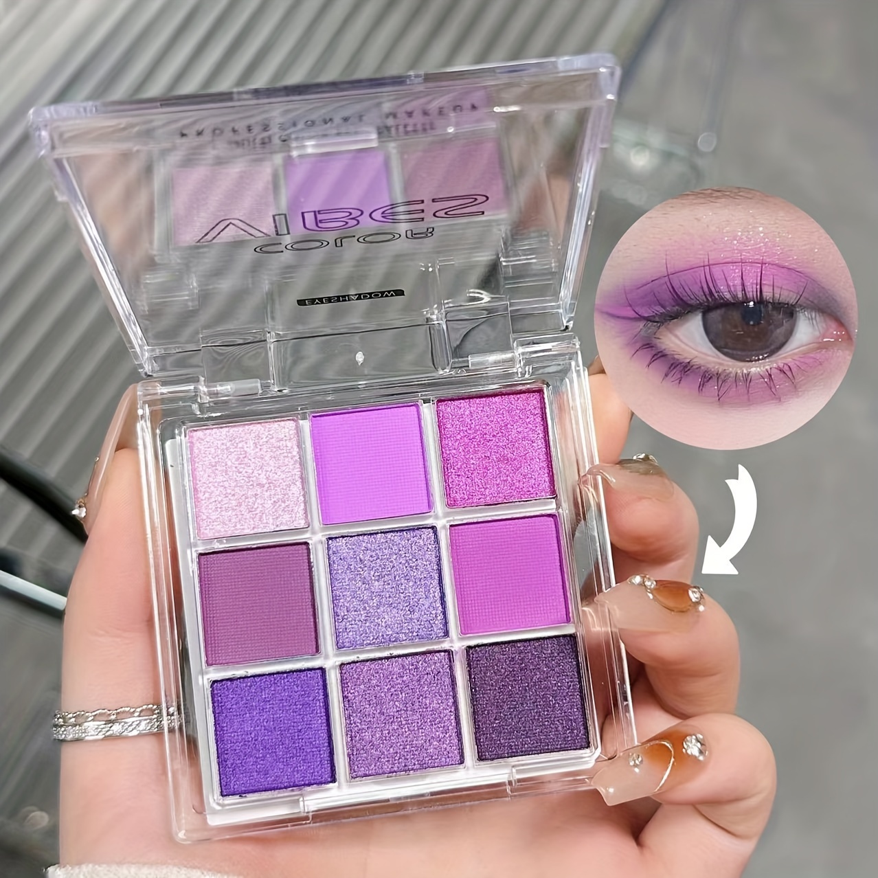 

Taro Purple 9-color Eyeshadow Palette, Matte Pearlescent Glitter, Smoked Makeup, Versatile And Durable, Purple 9-color Eye Shadow