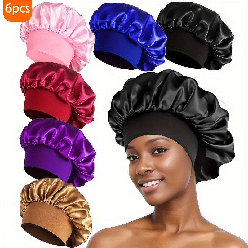 

6pcs Bonnets For Women - , Oil- Caps With Wide For Comfortable Hair Protection - Ideal For Home, Sports & Care, Hair Bonnet For Sleeping