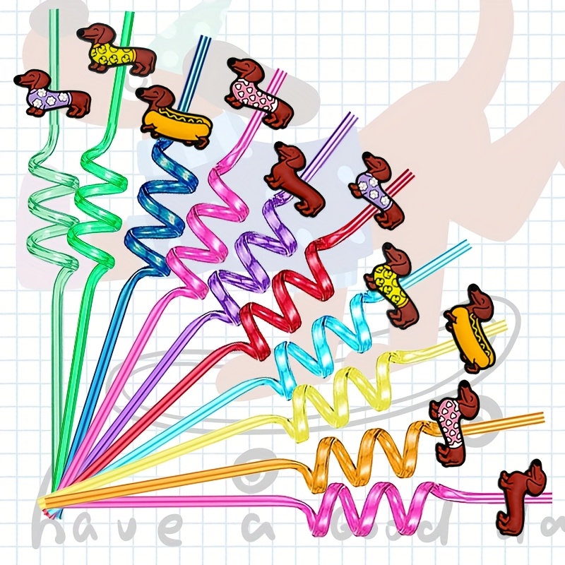 Powmag Pailles Réutilisables Avec Nœud Pour Enfants - 16 Pailles Colorées Thème Pixels Pour Anniversaire Et Fêtes